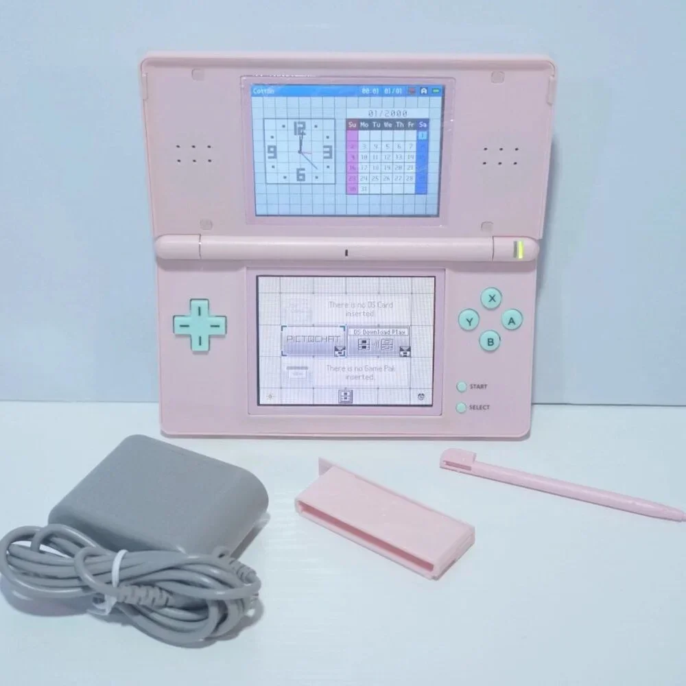 Nintendo DS Lite Cotton Candy Pink and Blue Handheld Videogame System w/ Charger